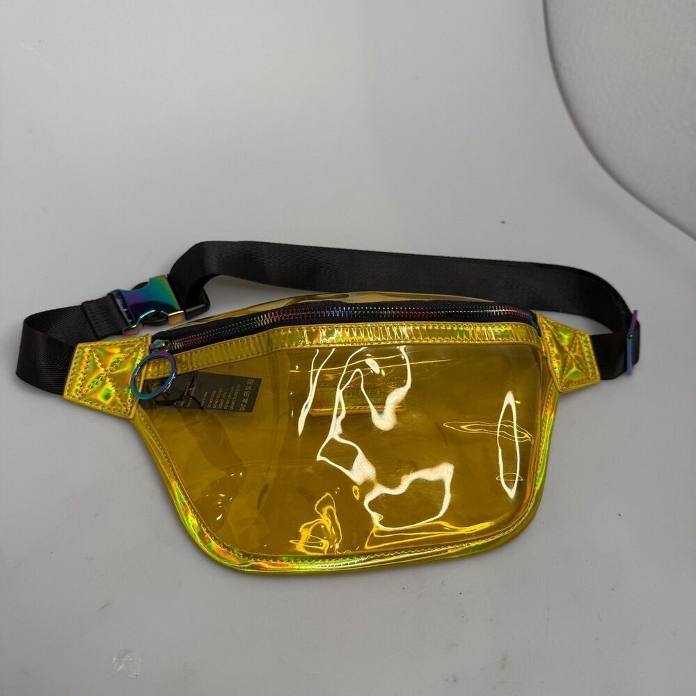 Like Dreams Yellow Clear Fanny Pack Waist Crossbody Bag 11"x6"x3" GUC Adjustable - Picture 2 of 16